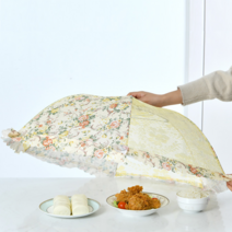 원터지 접이식 식탁 밥상 음식 덮개 커퍼 밥상보, 엔틱 로즈