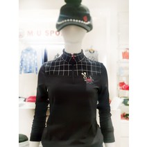 MU스포츠 여성 체크배색 긴팔 풀오버 티셔츠 블랙 GU52PL05(1278254)