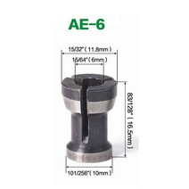 1/4 quot6MM 6.35MM 8MM 12.7 MM 생크 밀링 커터 콜렛 척 조각 목재 라우터 비트 목공용 트리밍, [06] AE 6