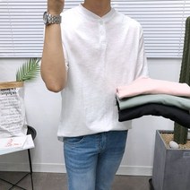 애드매이브 남자 슬라브 헨리넥 루즈핏 반팔티 4컬러 반팔 티셔츠