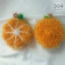 364days 스페셜 핑크 자몽 수세미 핸드메이드 예쁜 과일 수세미 아크릴 손뜨개 수세미 집들이선물 답례품, 02.오렌지(개별포장) 1개, 고리o