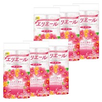 엘리에르 화장지 페이퍼 플라워 프린트 25m×72롤(12롤×6팩) 더블 펄프 100% 우아한 꽃의 향기 [케이스 판매]