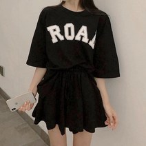 라라벨 여성용 상하의세트 로드 반팔티 반바지 세트 반팔세트