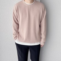 코튼 빅사이즈 하찌 라운드 골지 오버핏 니트 맨투맨 긴팔 티셔츠