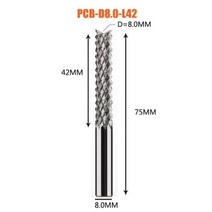 솔리드 카바이드 옥수수 엔드밀 밀링 커터 비트 D0.8 1.0 1.6 1.8 2.4 3.1 PCB CNC 커팅 도구, 1pc-D8.0-42-D8