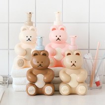 로마네 도낫도낫 베어 핸드워시 디스펜서 물비누 손세정제 디스펜서 손소독제 거치대, 초코