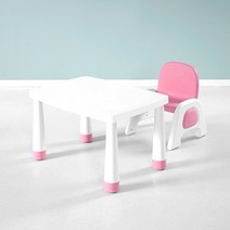 사사가구 뉴브로디 높이조절 유아책상 의자 1인세트, 화이트핑크