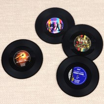 LP바 레코드 실리콘 티받침 티코스터 컵홀더 받침대 커피 잔 받침 4P, 기본