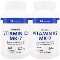 [미국빠른직구] 신제품 마이라이프 내추럴스 비타민 K2 120mcg (as MK-7) 120정, 2병