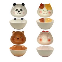 BLOWFISH FUGU밥공기1p/4p 예쁜 밥공기세트 입체 큐트밥그릇 이쁜도자기그릇, 4p, 판다+고양이+돼지+귀여운 곰
