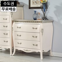 멜로 엔틱 원목 삼단 안방 와이드 옷 수납 아이방 낮은 체스트 주니어 수입 3단 서랍장, 아이보리