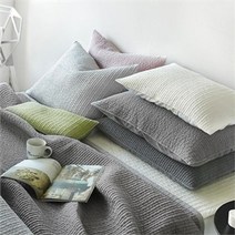 쁘리엘르 마일드 피그먼트 아사 누비 베개커버 50x70, 차콜/그린