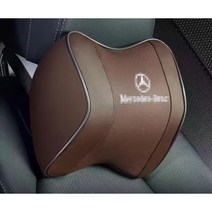 명카 벤츠 쿠션 헤드레스트 고급 메모리폼 의자 등받이 목쿠션 등쿠션 목베개 헤드쿠션 목받침 허리등받이 받임 차량용 악세사리, 브라운