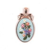 (당일출고)MCF153 - 리본 타원 목걸이 메달 - 로즈골드 / 자수브로치/자수DIY/프랑스자수/생활자수