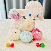 눈알 폼폼이 뽀글이 골드 키링 열쇠고리 백참 가방고리 먼지 캐릭터 4컬러 인형키링, 파랑