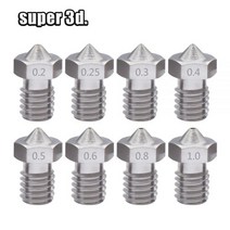 3D 프린터 부품 2pcs v5 v6 스테인레스 스틸 노즐 0.2/0.3/0.4/0.5/0.6/0.8mm 3d 프린터 용 m6 나사 노즐 e, 04mm 3.00mm