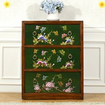 다한수제고가구 오동나비 3단 서랍장 (그린), 단품