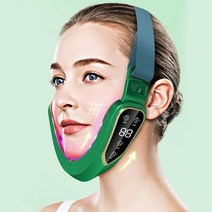 갈바닉 얼굴 목 마사지기 45도 온열 LED EMS미세전류 이온도입 감응식 음파 진동 USB충전식 V얼굴 리프트, 04 Jade green