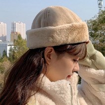 무스탕 스웨이드 커플 와치캡 숏비니 털 레옹 골무 겨울 모자
