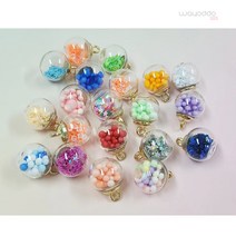 와요또 컬러 투명 유리볼 펜던트 키링 악세사리 부자재 (10P), 3) 야광 주황볼(10개)