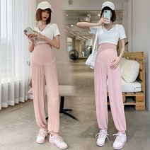 Yichuo 여름 아이스크림 셔링 쿨링 팬츠 조거 임산부 팬츠