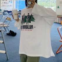 애플망고샵 루즈핏 여성 1960 긴팔 롱박스티 봄가을 티셔츠