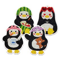 (TD) 아크릴 펭귄 보석십자수 열쇠고리, 꿀잠이