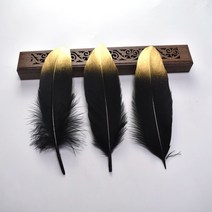 저스트인 공예 10Pcs 화이트 골드 깃털 거위 DIY 웨딩 파티 보석 헤어 액세서리 장식 15-20cm, [06] Black gold