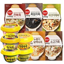 10종 햇반 소프트밀죽 280g (누룽지닭백숙죽+버섯야채죽+소고기죽+전복죽+흑임자죽)+오뚜기죽285g(영양닭죽+새송이쇠고기죽+단호박죽+계란야채죽+참치죽), 1세트