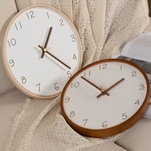 국산 무소음 우드 모던 인테리어 벽걸이 명품 벽시계, 화이트, 컬러 무소음