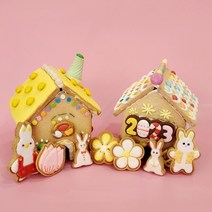 토끼 쿠키집 만들기 DIY키트 2종 아이싱 쿠키 과자집 집콕놀이 단체수업 이케아 진저하우스, A버터쿠키(마시멜로우)