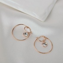 클루(CLUE) 당일배송 심플 원형 드롭 큐빅 실버 귀걸이 CLER20309OPW