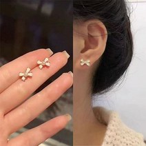 베이비 리본 골드 일센치 미니 925 실버 은침 귀걸이