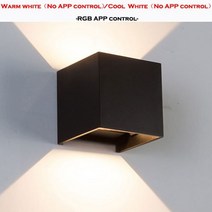 12w led 벽 조명 9wrgb app 제어 홈 도어 프레임 복도 발코니 차고 호텔 레스토랑 조명 ip65 방수 벽 램프, 블랙 1pc, RGB 앱 컨트롤