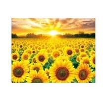MJS 보석십자수 50 x 40 cm 캔버스형 세트 DIY, 황금해바라기 마을