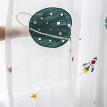 24평 32평 34평 거실커튼 만화 우주 로켓 자수 보일 커튼 어린이 침실 거실 쉬어