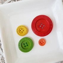 [태양이네] 우드 입체 테두리/나무단추/컬러단추, 파랑