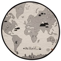 OYOY(오이오이) 다이컷 러그 북유럽 덴마크 세련된 두꺼운 래그 매트 어린이 방 핸드메이드 뉴본 포토 동물 세계 지도 지도 mini Rug World