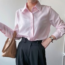 실키 핑크 블라우스 얇은 셔츠 루즈핏 데일리