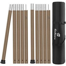 godearu 터프 폴 직경 28mm33mm 2개들이 텐트 폴 알루미늄 폴 터프・캠프용 폴 a6061 알루미늄제 분할식 5절5절 연결 푸쉬 버튼식 가방 포함, 나뭇결-33mm