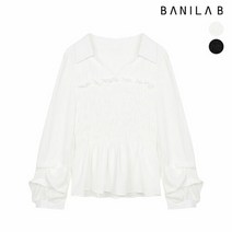 바닐라비 [바닐라비] 여성 오픈 카라 탑 셔링 블라우스