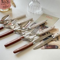 아노바 레트로 빈티지 홈카페 감성 커트러리 디너 스푼 포크 나이프 디저트포크 티스푼, 디너스푼, 브라운