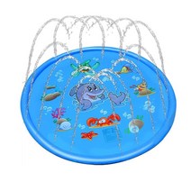 대형견수영장 애견수영 애완 동물 스프링클러 패드 개 물 카펫 풍선 스프레이 냉각 매트 수영장 야외 강아지 장난감 여름 쿨, 네이비 블루