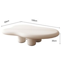 전통찻상 MOMO 북유럽 클라우드 심플 모던 소형 가정용 거실 모양 테이블 와비사비 100x69x30cm, 1.white