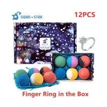 Swan Star 12pc 배쓰 밤 Large Organic Essential Oils Spa 키트 + Romantic Ring
