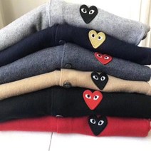 하트 가디건 커플룩 남성 여성 공용 커플 와펜 니트 라운드넥 브이넥 카디건