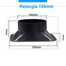 부속자재 건축 홈 개조 100-150mm 긴 플랜지 덕트 팬 호스 커넥터 주방 후드 환기 파이프 용 공기 어댑터 배기구 연결, 03 Retangle 150mm