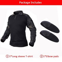 목수작업복 서바이벌 게임 페인트볼 작업복 군사 전투 유니폼 패드 포함 멀티 포켓 전술 카모 셔츠 육군 운동복 사냥 슈트, XXL-85-95kg+black CP shirt