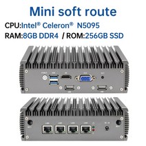 YINGCHI 인텔 셀러론 팬리스 소프트 라우터 미니 PC 4x2.5G LAN HD 및 VGA 포트 방화벽 기기 J4125 N5, 06 N5095 8G 256G SSD_04 EU