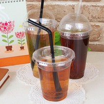 아이스컵용 카페 냉수 플라스틱 일회용컵 16oz 100개-뚜껑별매 자판기 현장